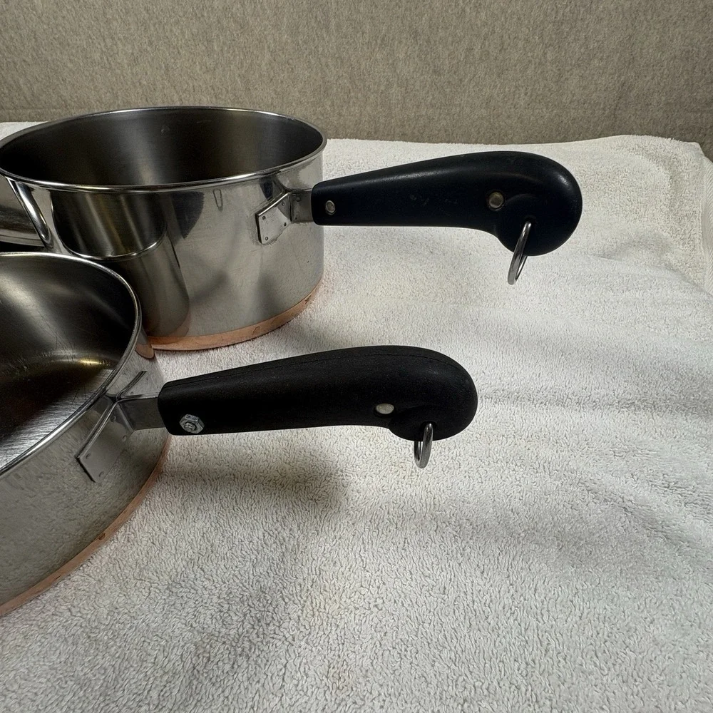 Revere Ware Pre 1968 Copper Bottom 1 Qt, 1.5 Qt, 2 Qt Set of Saucepans W/Lids